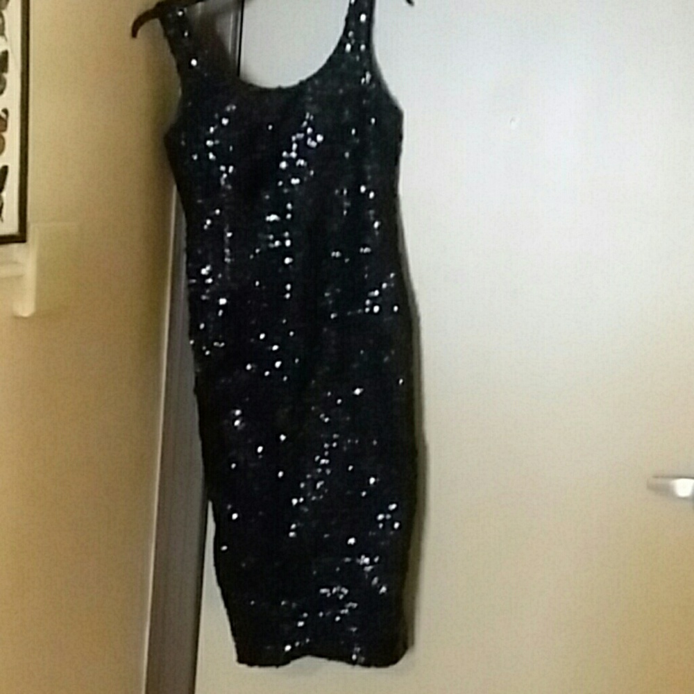 Vintage Sequin Black Cocktail/Evening Dress